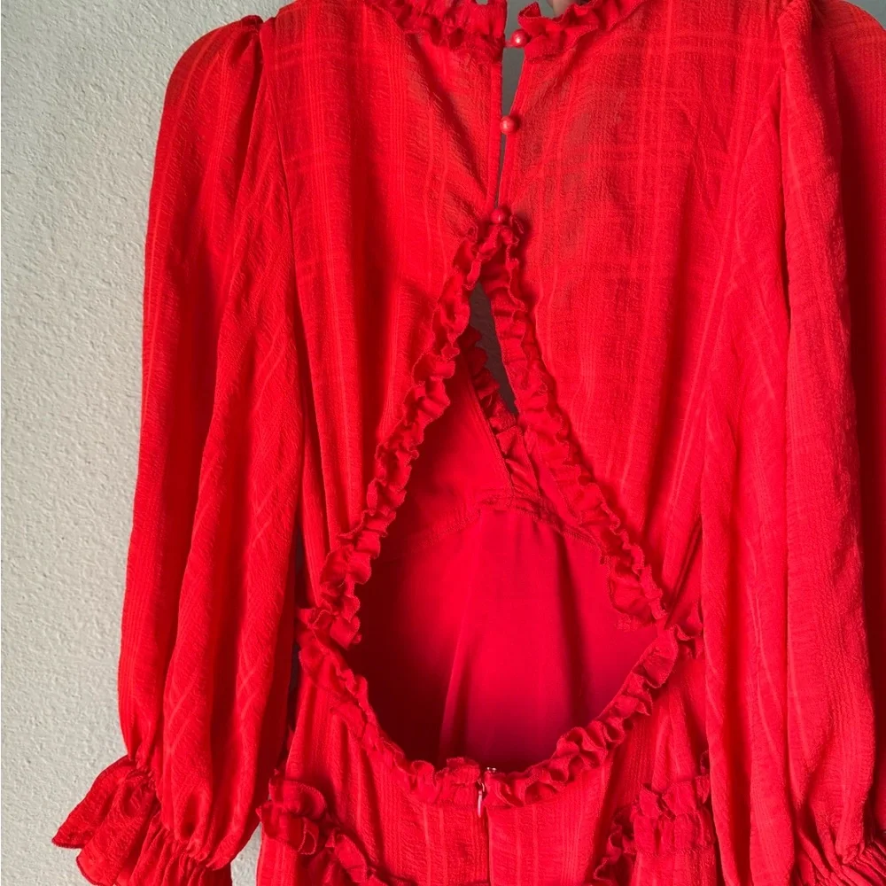Red Ruffled Dress - Picture 5 of 6